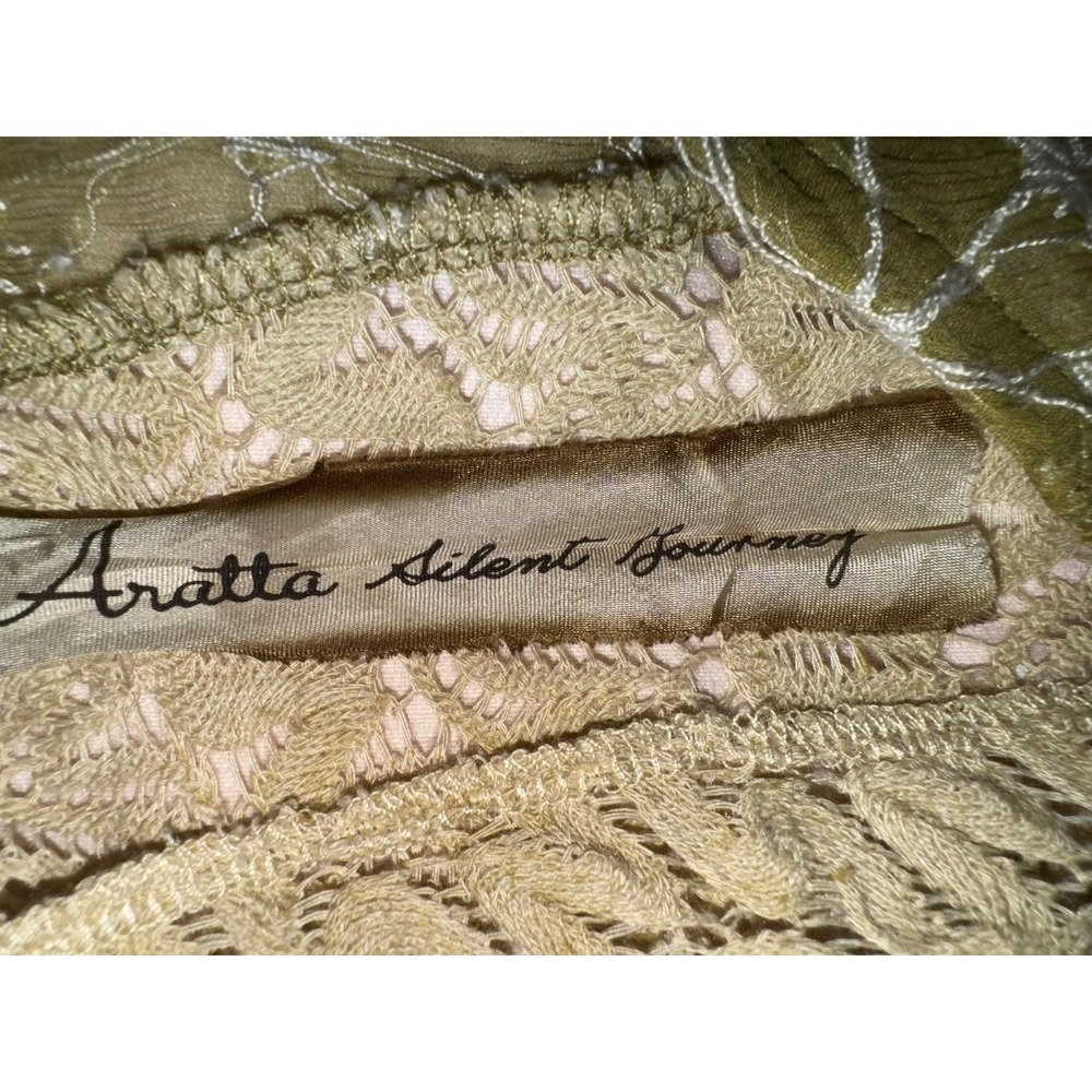 Arrata Silent Journey sheer sage green Swiss dot tank blouse high low Medium - Picture 5 of 7